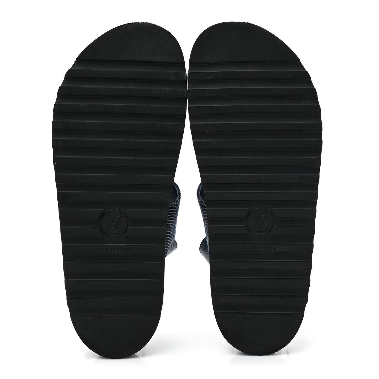 Monogram Denim Paseo Flat Comfort Sandals 38.5 Navy Blue