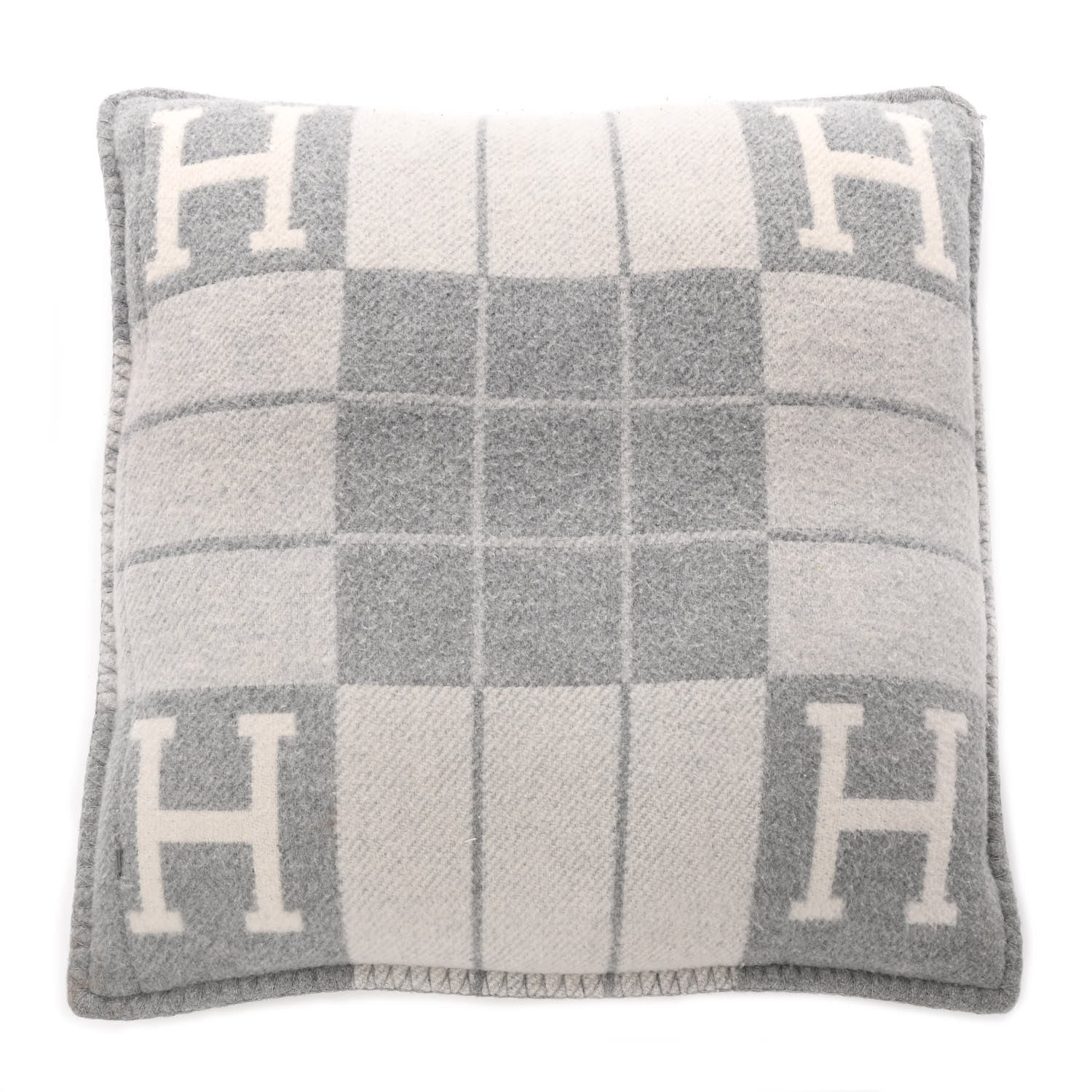 Hermes Wool Cashmere Avalon III Pillow PM Ecru Gris Clair 2 of 5