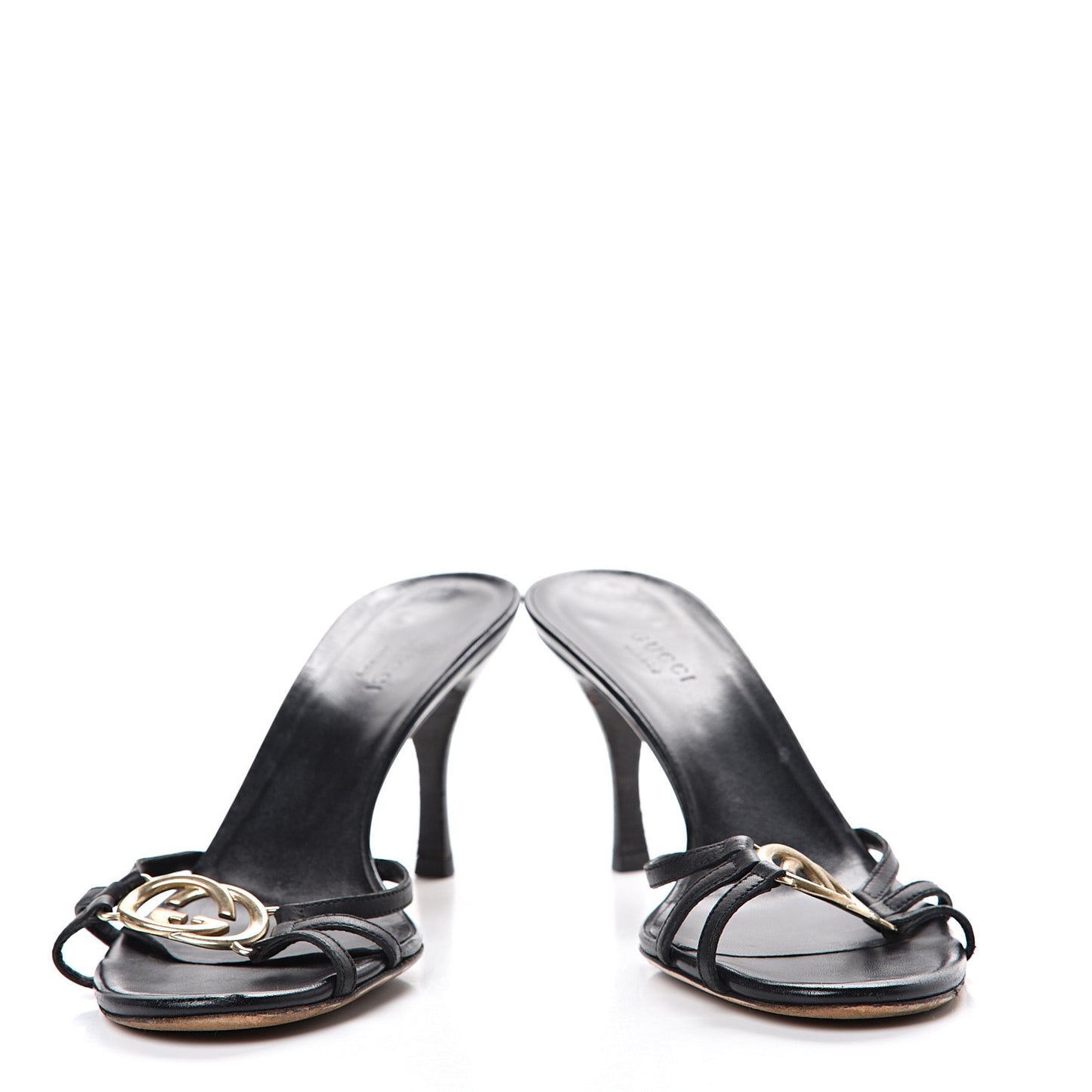 Calfskin Interlocking G Slide Sandal 7 Black