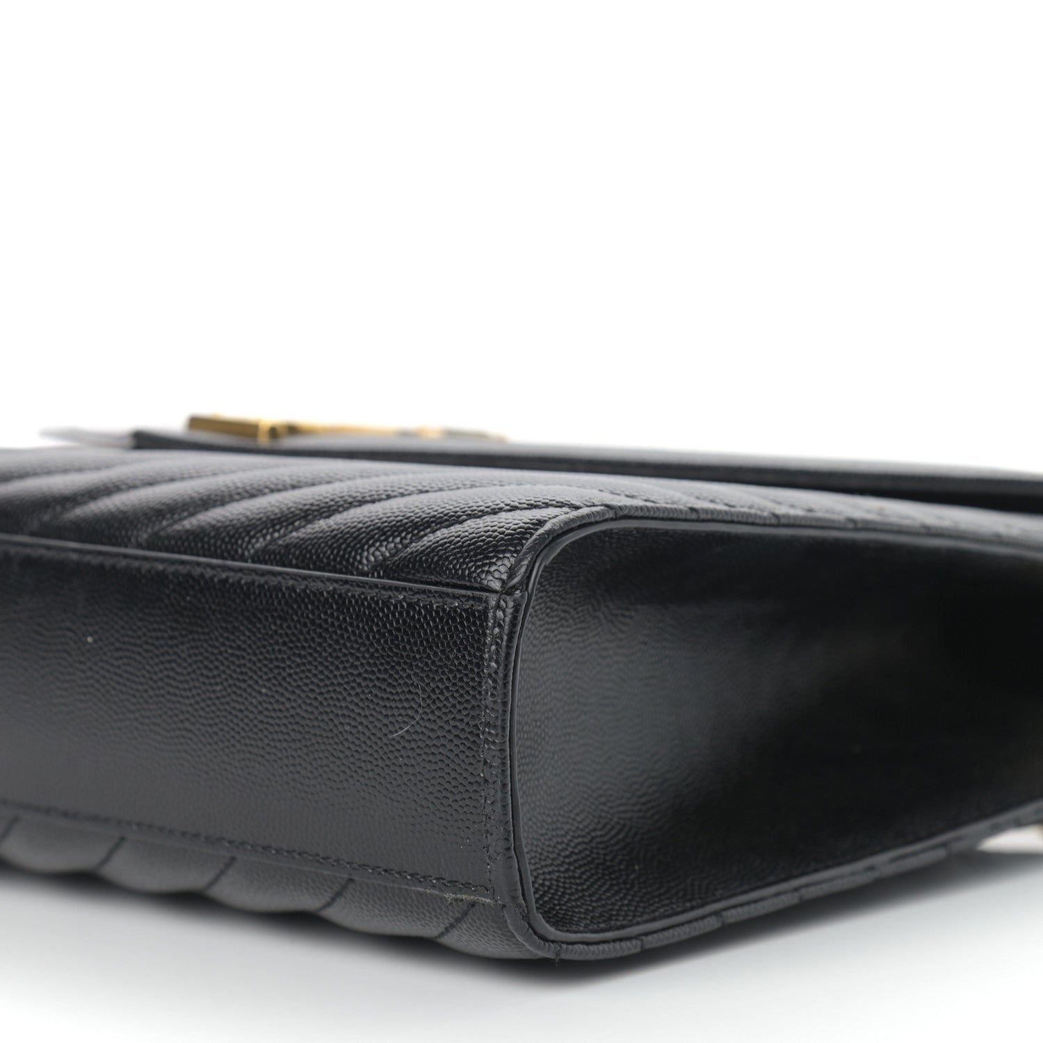 Saint Laurent Grain De Poudre Matelasse Chevron Large Monogram Satchel Black 9 of 9