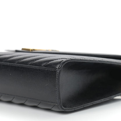 Saint Laurent Grain De Poudre Matelasse Chevron Large Monogram Satchel Black 9 of 9
