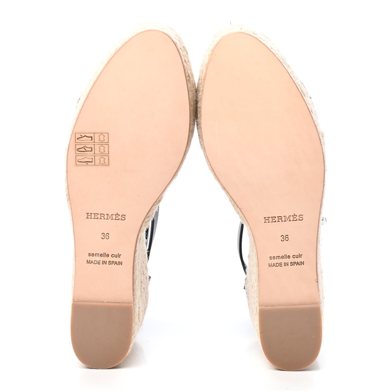 Hermes Calfskin Tipoli Espadrille Wedges 36 Black 5 of 8