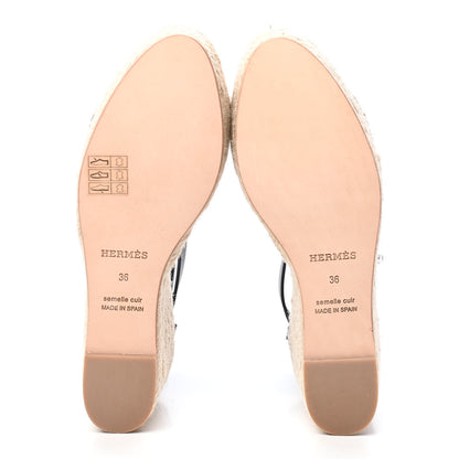 Hermes Calfskin Tipoli Espadrille Wedges 36 Black 5 of 8