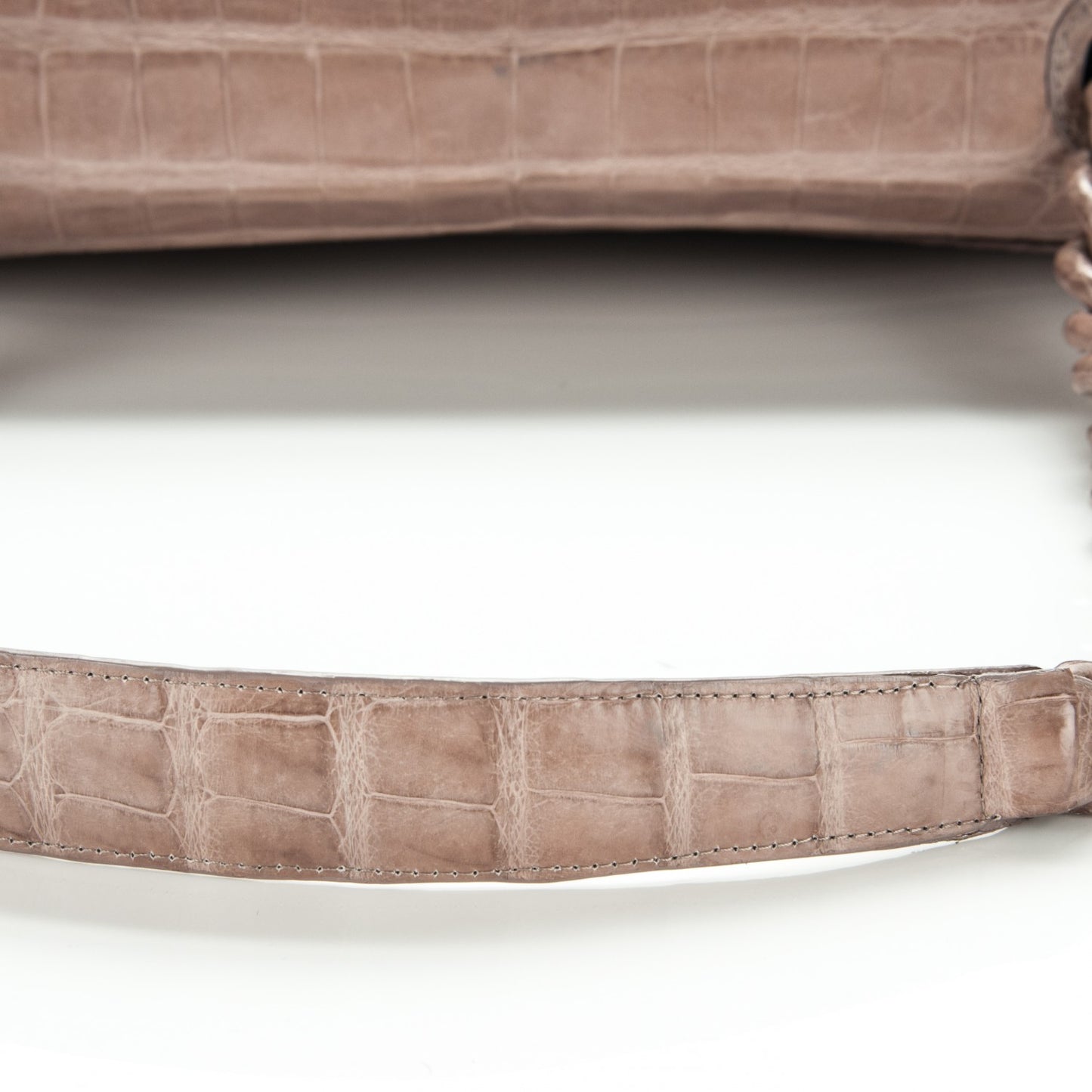 Crocodile Chain Flap Bag Nude Matte