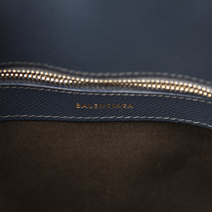 Balenciaga Signature Grained Calfskin Logo S Ville Top Handle Bag Bleu Canopee White 6 of 10