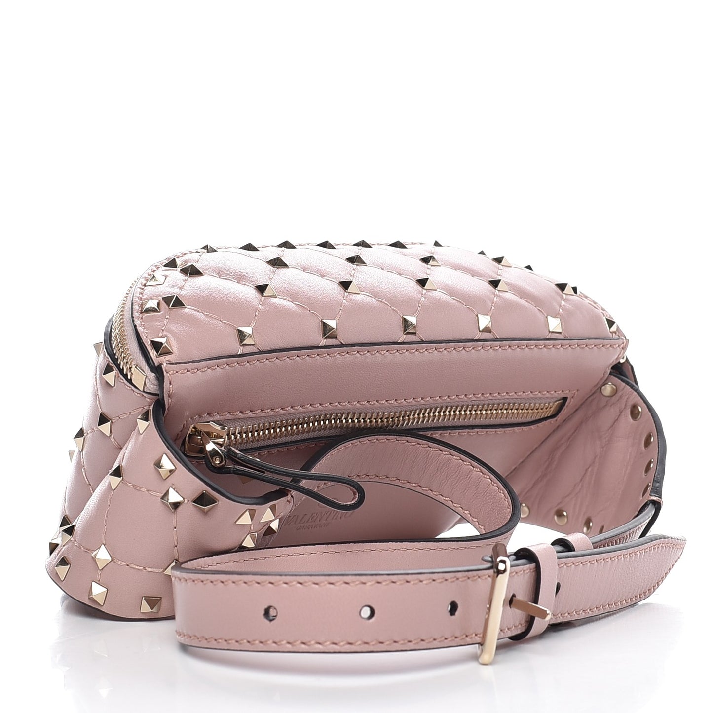 Lambskin Rockstud Spike Belt Bag 85 Water Rose