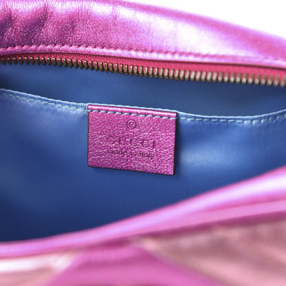 Gucci Laminated Nappa Matelasse Small GG Marmont Chain Shoulder Bag Fuxia Rosso Rosa 8 of 10