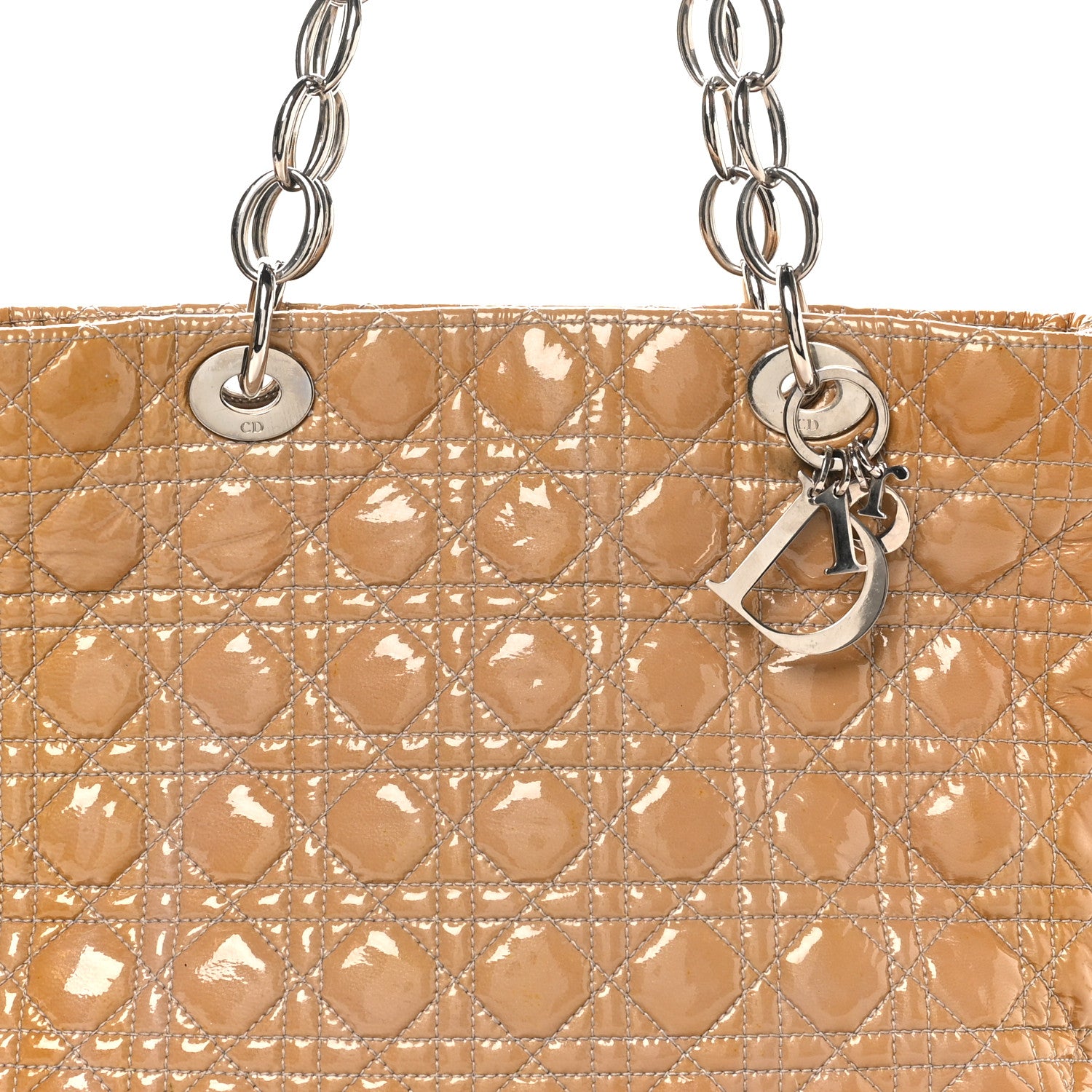 Christian Dior Patent Cannage Large Dior Soft Shopping Tote Beige 8 of 11