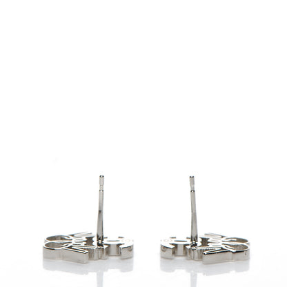 Chanel Crystal CC Peace Sign Emoji Earrings Silver 3 of 5