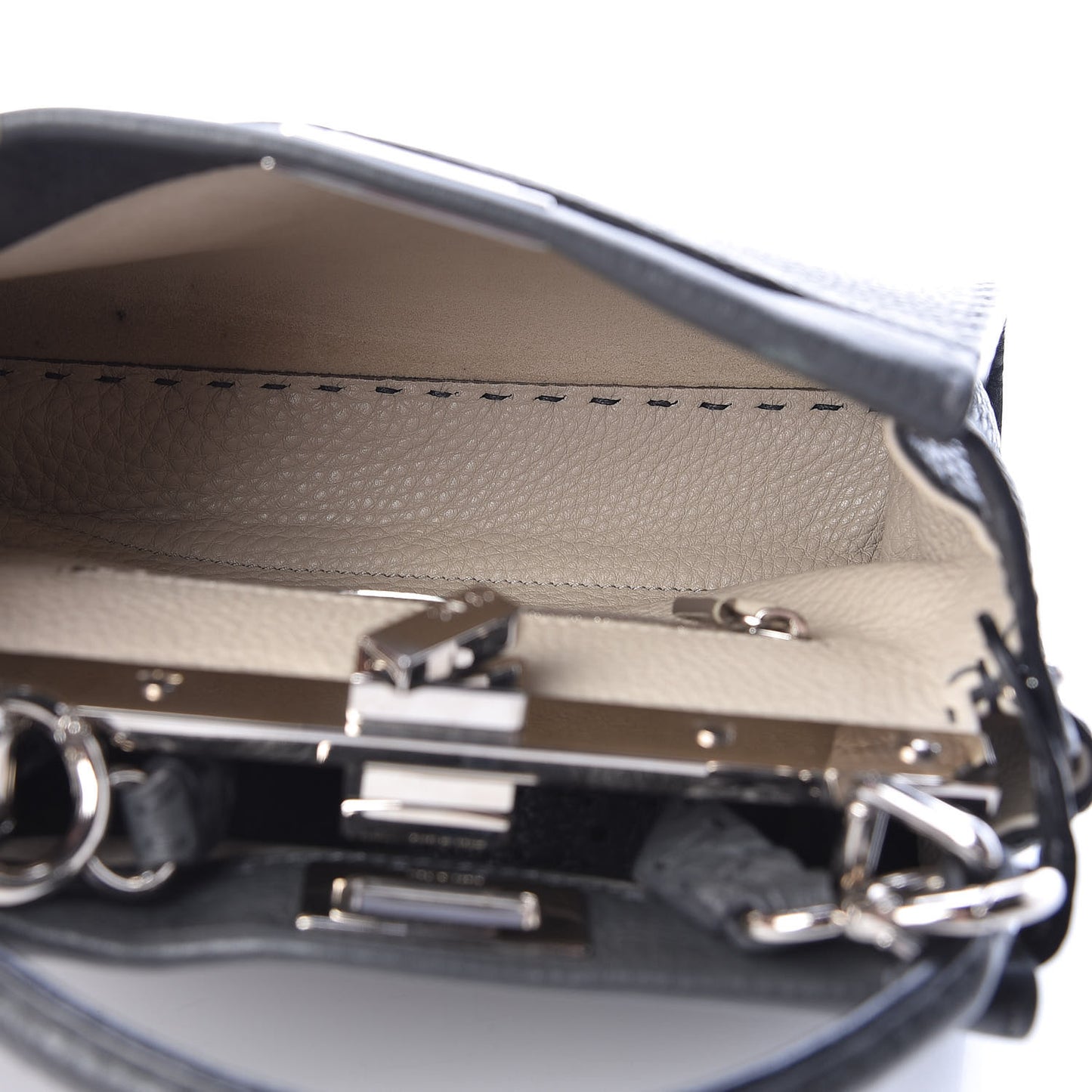 Cuoio Romano Selleria Bi-Color Mini Peekaboo Iconic Satchel Asfalto Latte