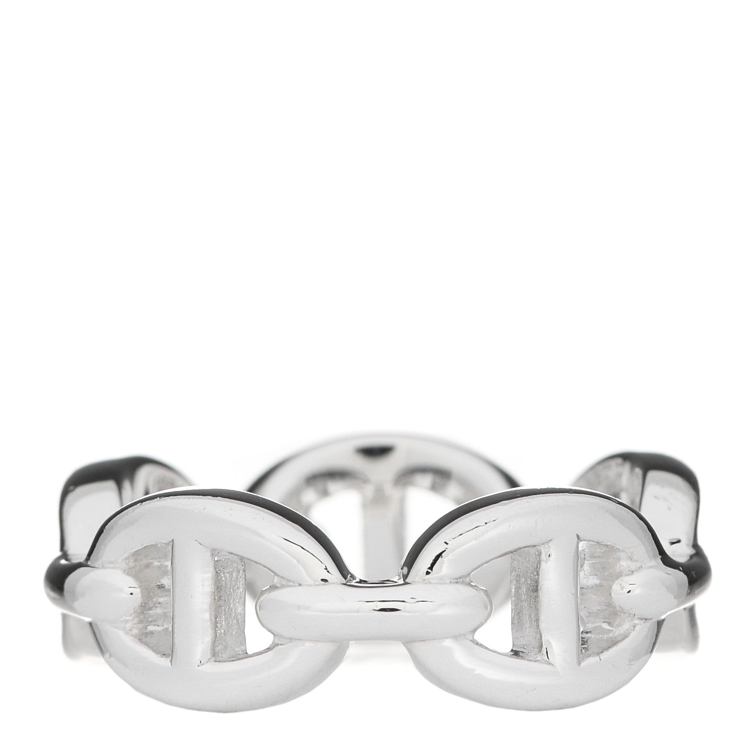 Hermes Sterling Silver PM Chaine d'Ancre Enchainee Band Ring 53 6.5 3 of 6