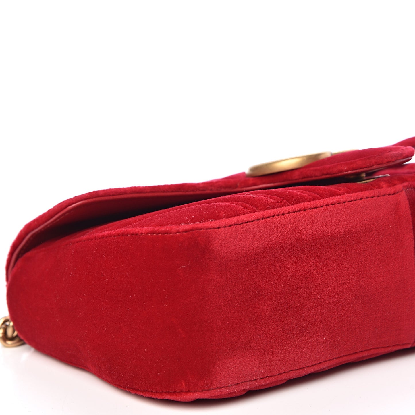Velvet Matelasse Small GG Marmont Shoulder Bag Hibiscus Red