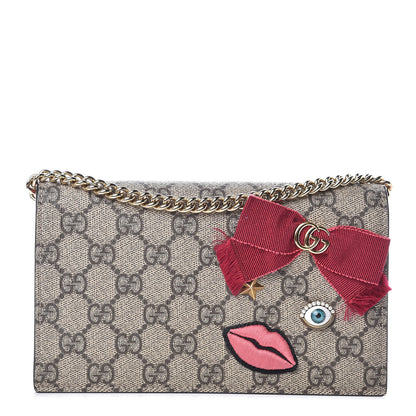 Gucci GG Supreme Monogram Face Embroidered Chain Wallet Pink 1 of 9