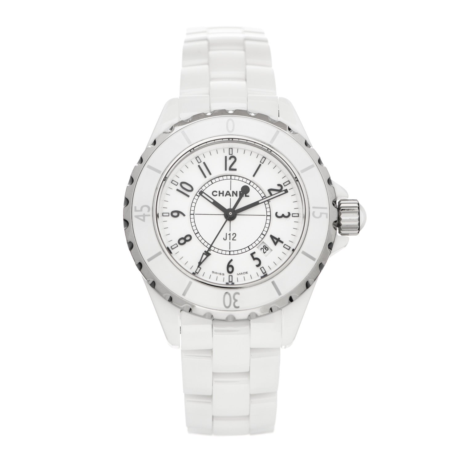 Chanel Stainless Steel Ceramic 33mm J12 Quartz Watch White 1 of 4