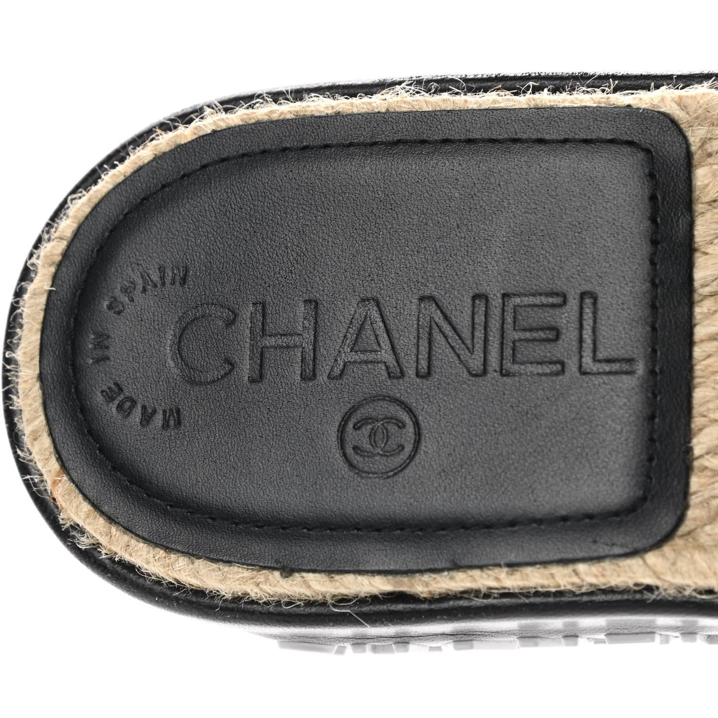 Lambskin Quilted CC Espadrille Slip On Sandals 35 Black