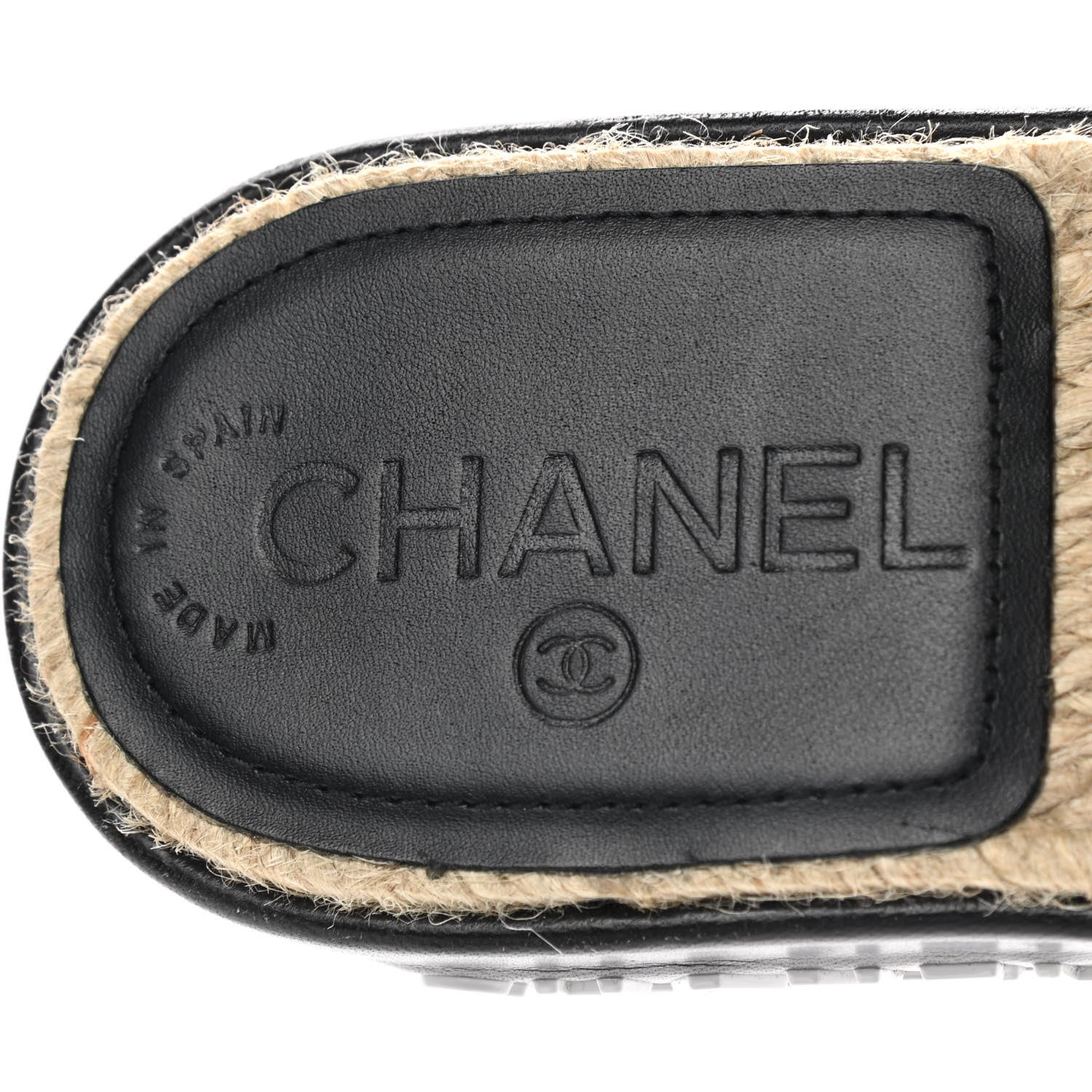 Chanel Lambskin Quilted CC Espadrille Slip On Sandals 35 Black 7 of 10