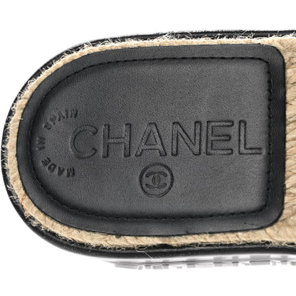 Chanel Lambskin Quilted CC Espadrille Slip On Sandals 35 Black 7 of 10