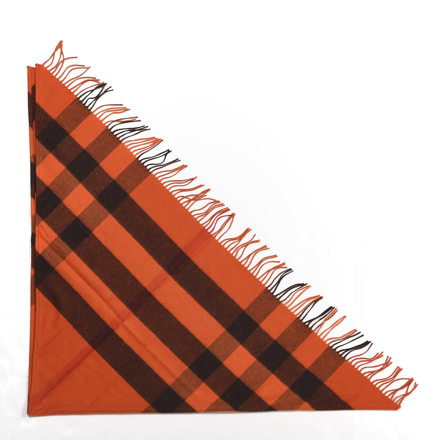 Cashmere Mega Check Triangle Bandana Scarf Orange Red