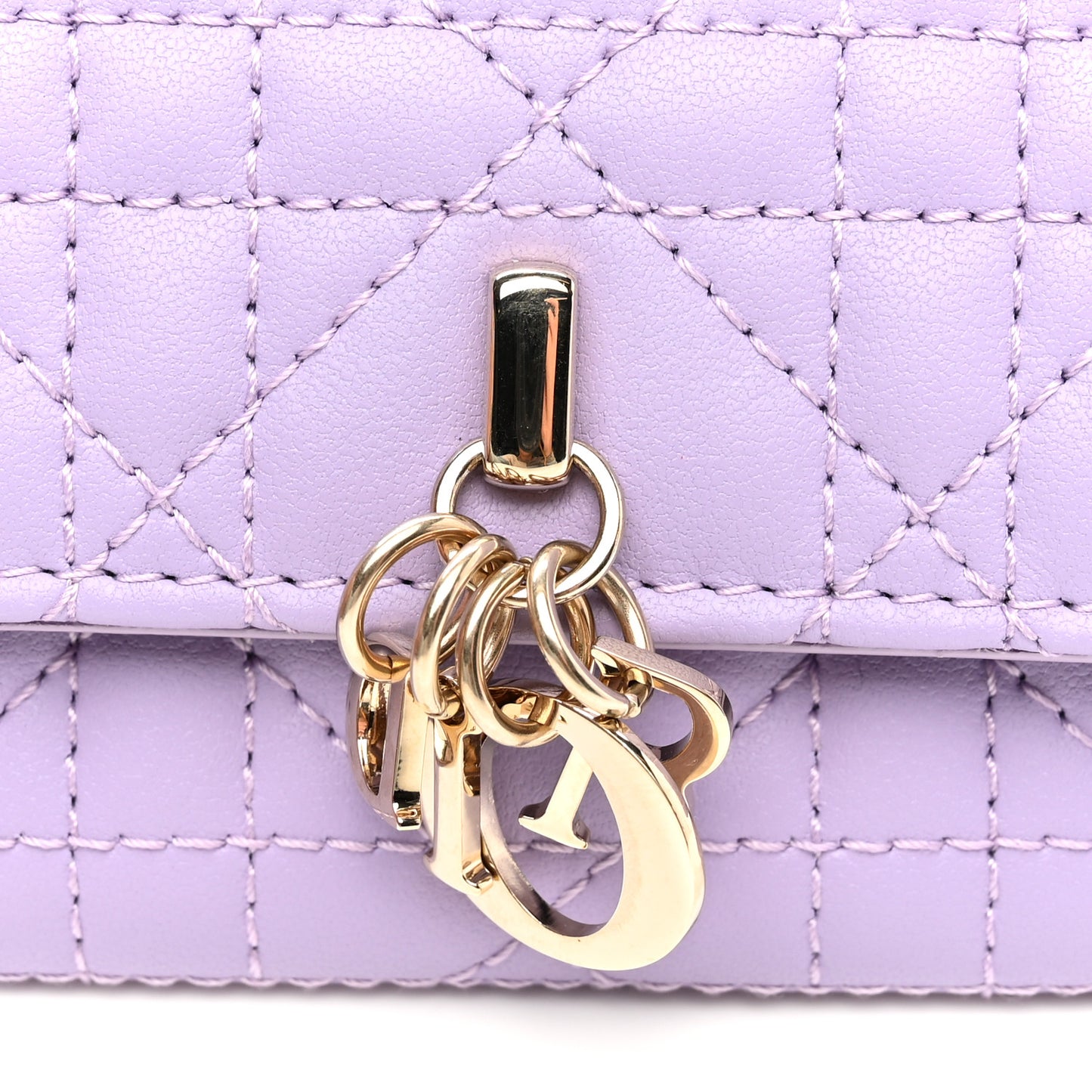 Lambskin Cannage Miss Dior Glycine Wallet Purple
