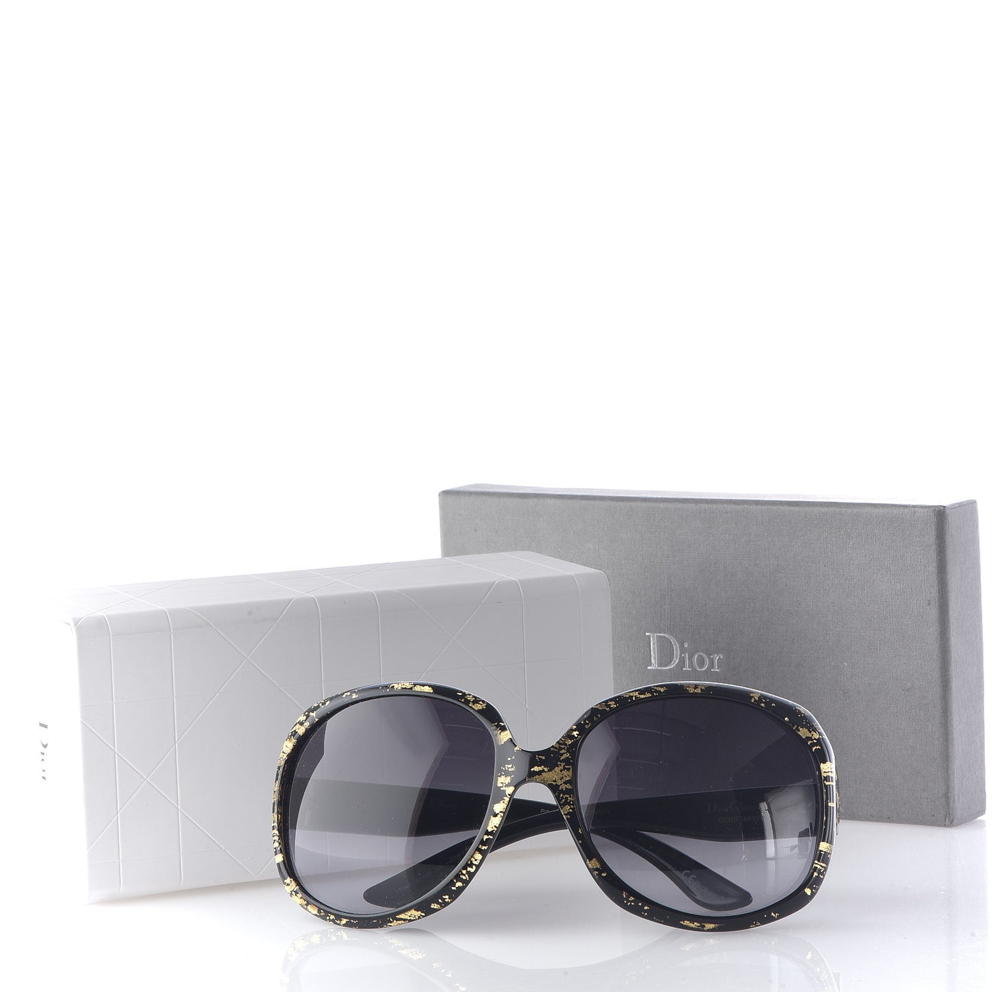 Dior Glossy 1 Gold Leaves Sunglasses Black