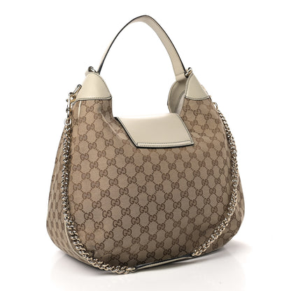 Gucci Monogram Margaux Calfskin Medium Emily Hobo Beige Ebony Mystic White 3 of 12