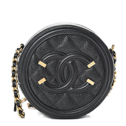 Chanel Caviar Quilted Round Filigree Crossbody Black 1 of 10