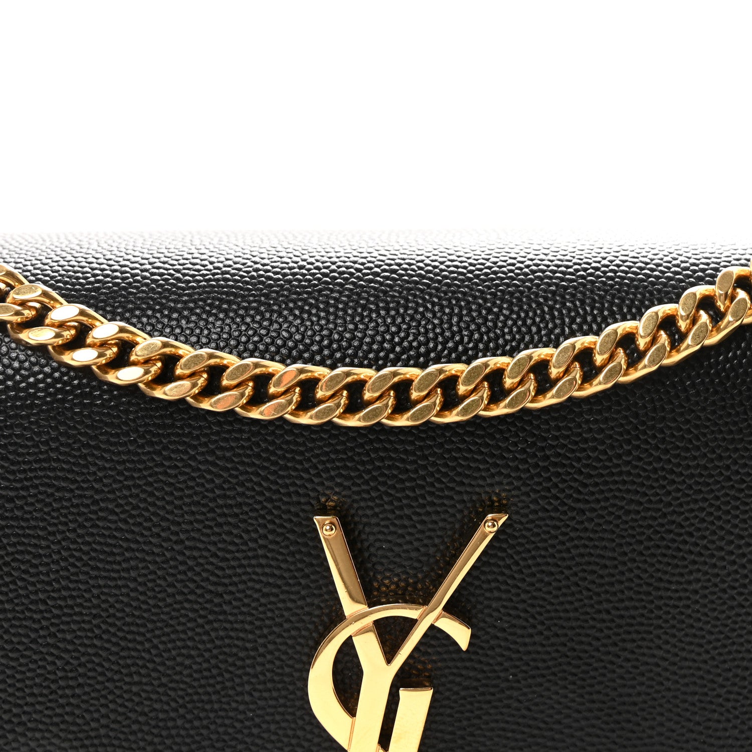 Saint Laurent Calfskin Crocodile Embossed Small Classic Monogram Kate Tassel Satchel Black 7 of 9