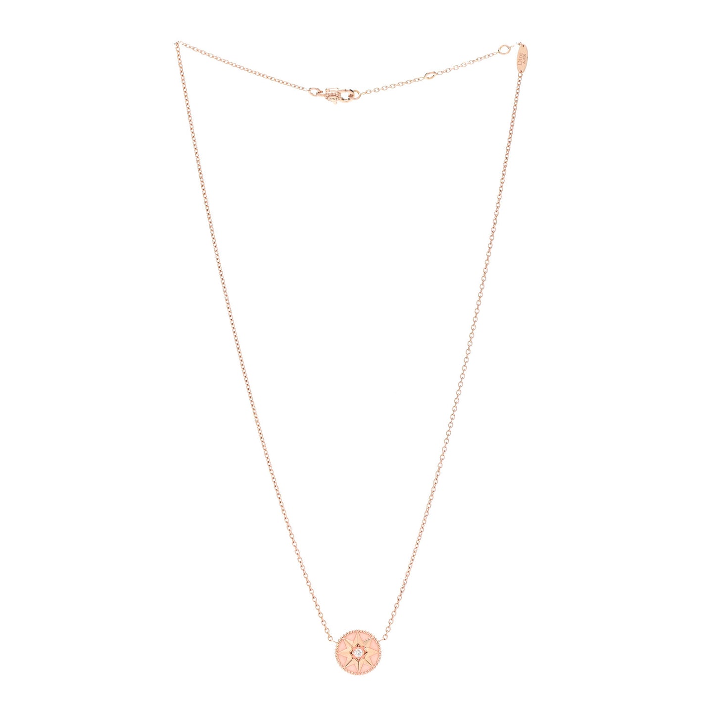 18K Rose Gold Diamond Pink Opal Rose Des Vents Necklace