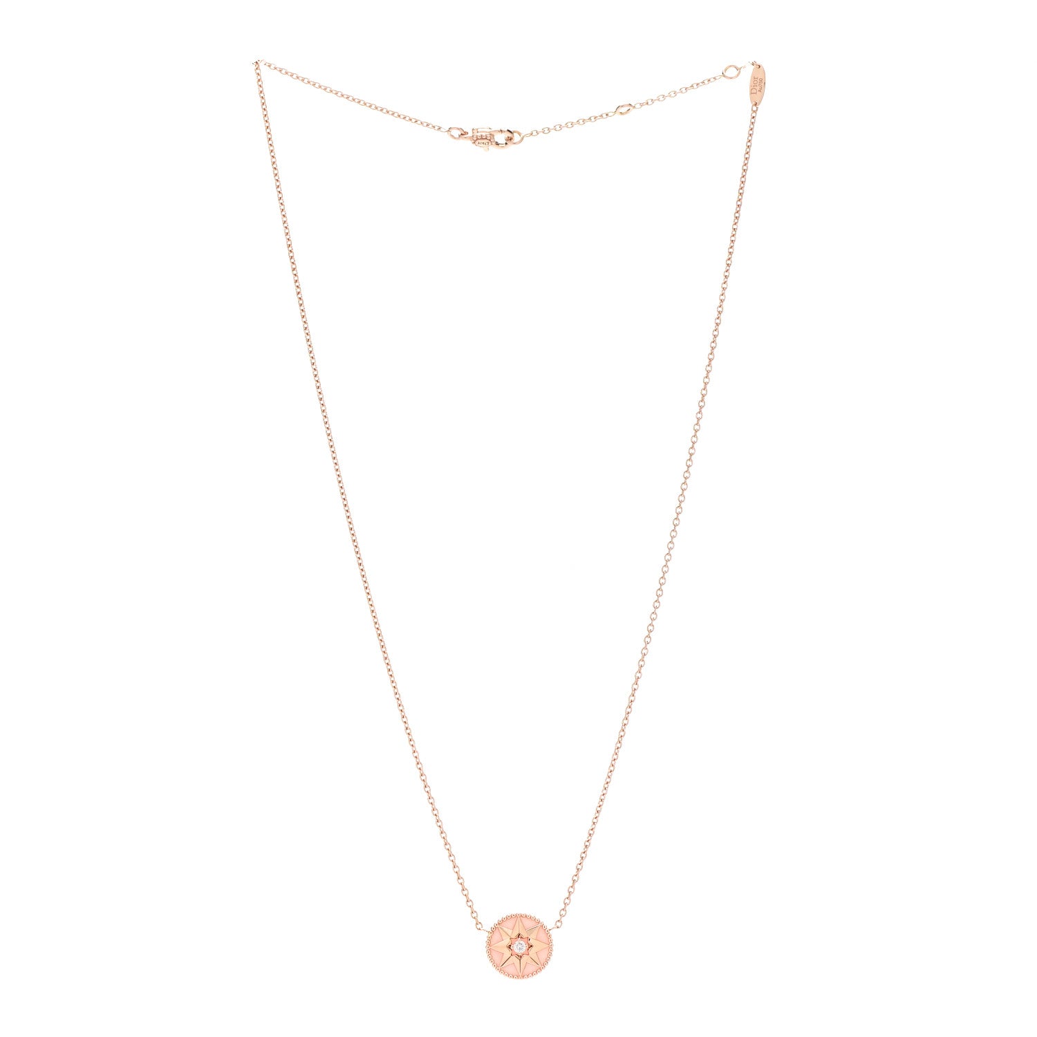 Christian Dior 18K Rose Gold Diamond Pink Opal Rose Des Vents Necklace 3 of 6