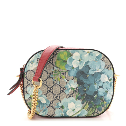 Gucci GG Supreme Monogram Blooms Mini Chain Shoulder Bag Beige Blue Navy Hibiscus Red 1 of 14