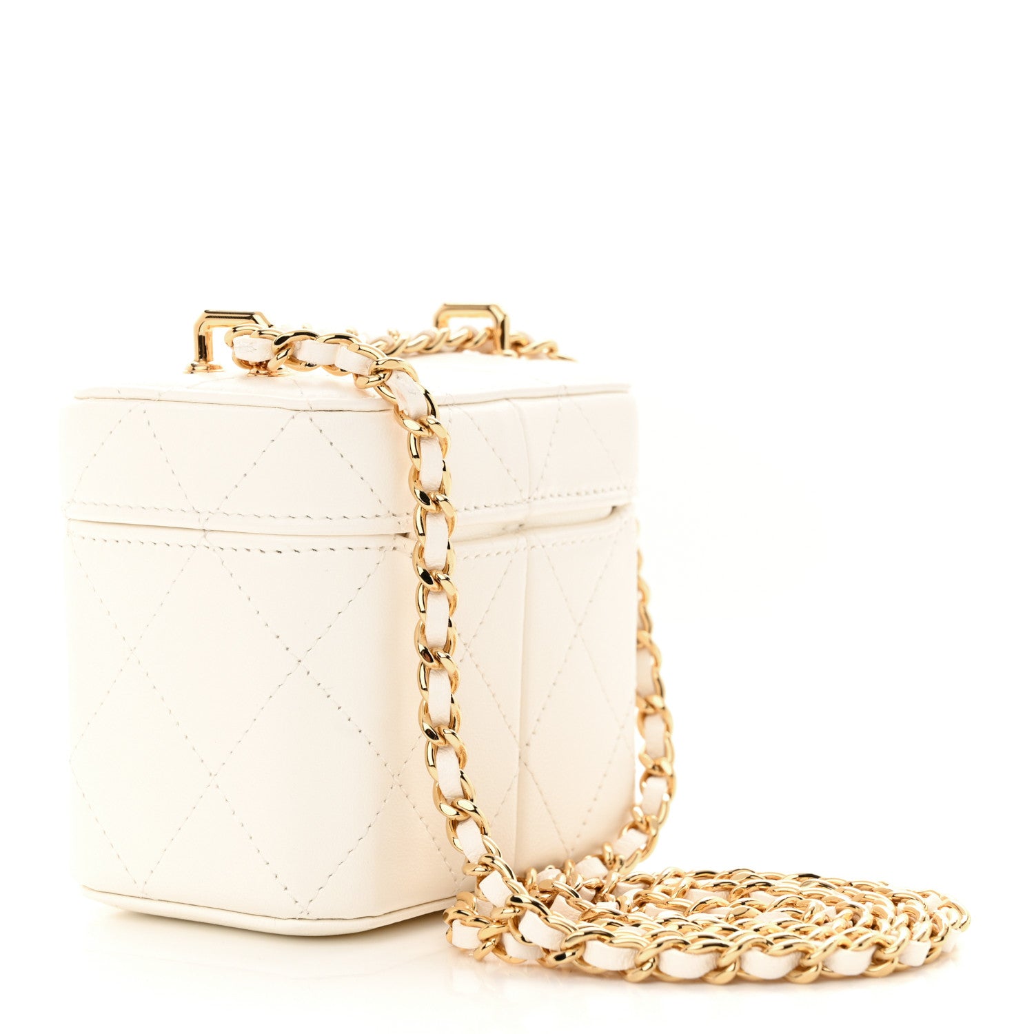 Chanel Lambskin Quilted Vanity Clutch With Chain White 3 of 11