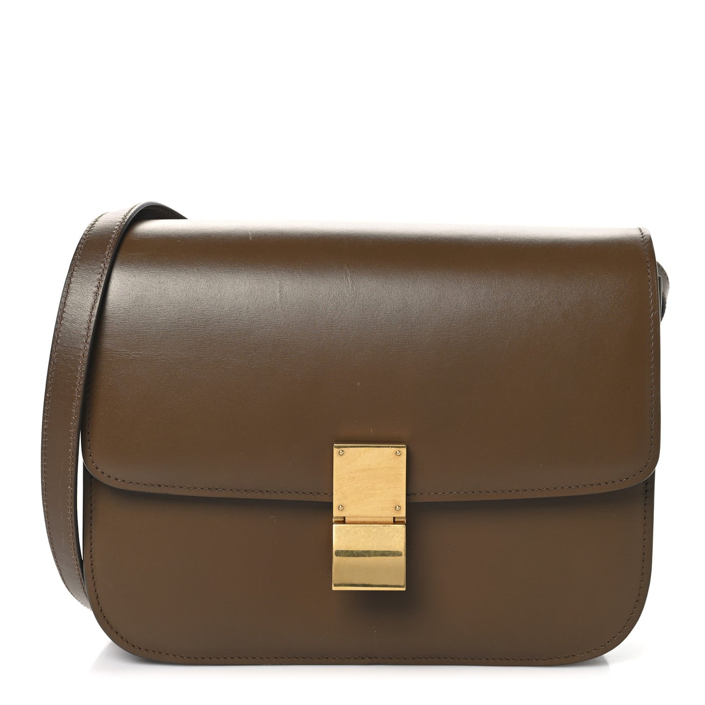 Box Calfskin Medium Classic Box Flap Bag Camel