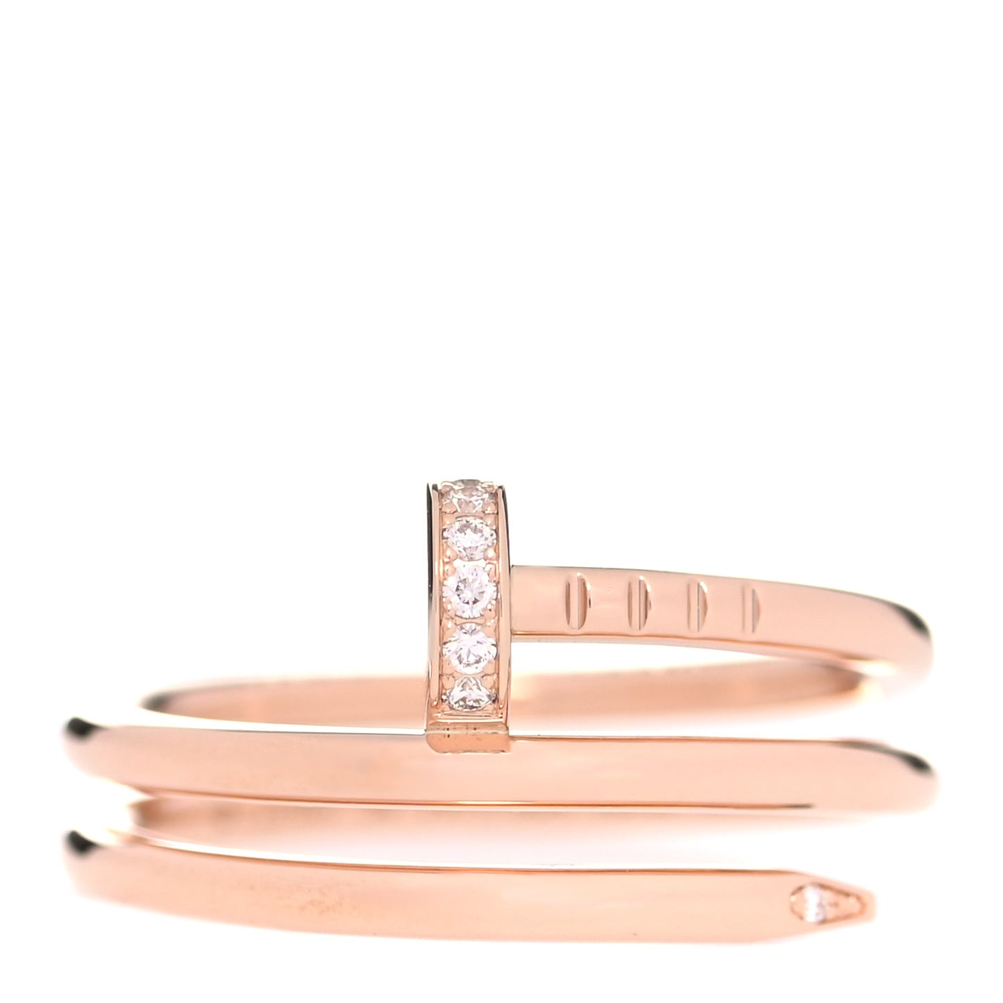 18K Pink Gold Diamond Double Juste Un Clou Ring 54 6.75