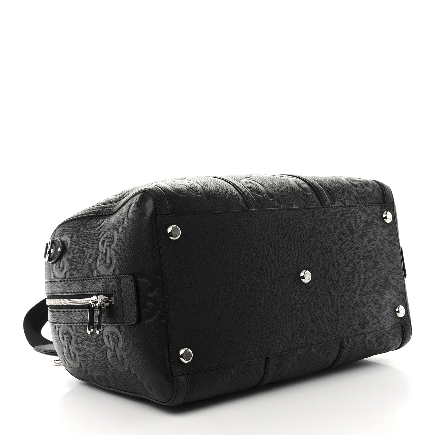 Gucci Piuma Calfskin Jumbo GG Embossed Large Duffle Bag Black 3 of 10