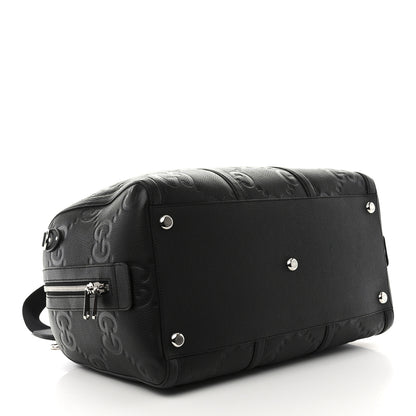 Gucci Piuma Calfskin Jumbo GG Embossed Large Duffle Bag Black 3 of 10