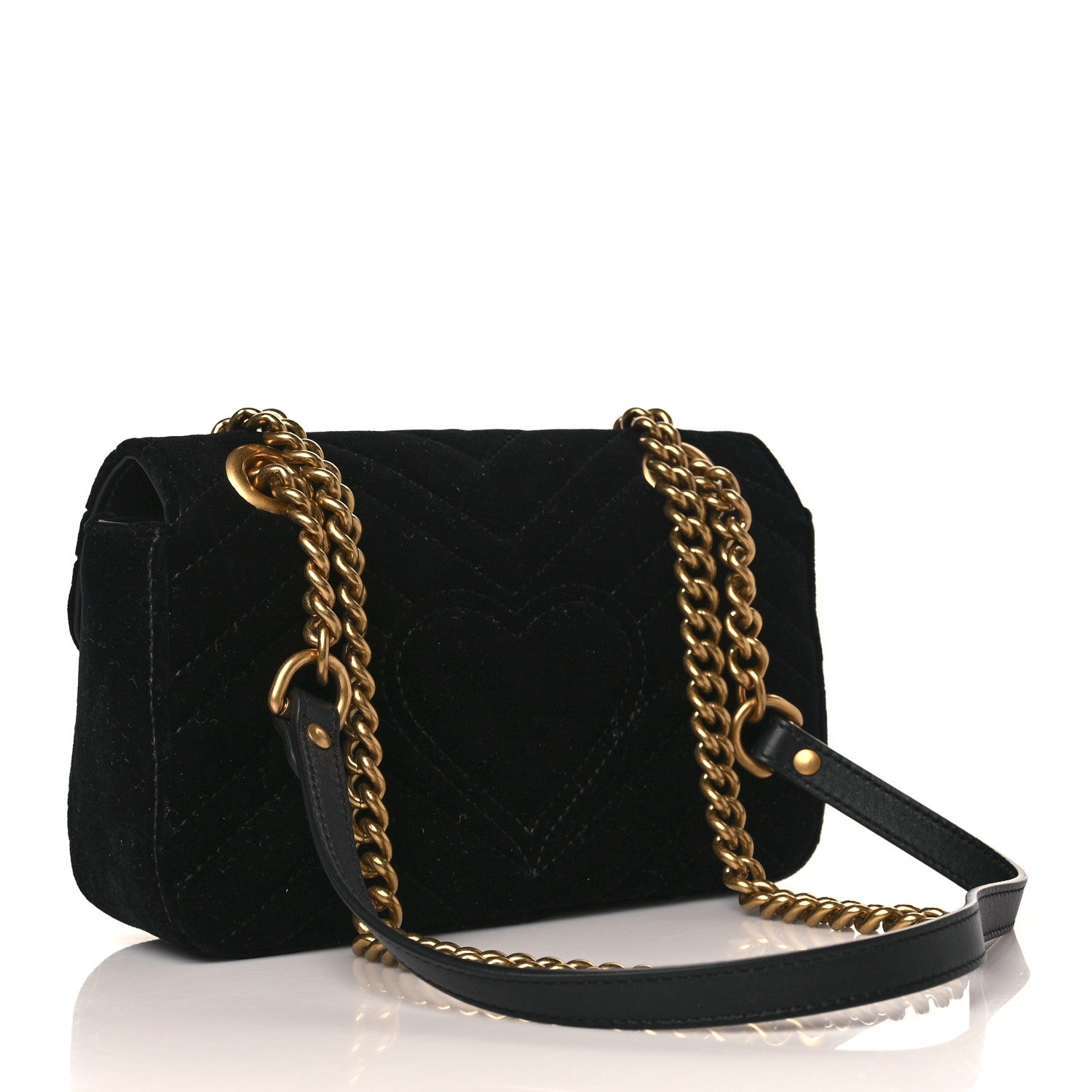 Gucci Velvet Matelasse Mini GG Marmont Shoulder Bag Black 3 of 10