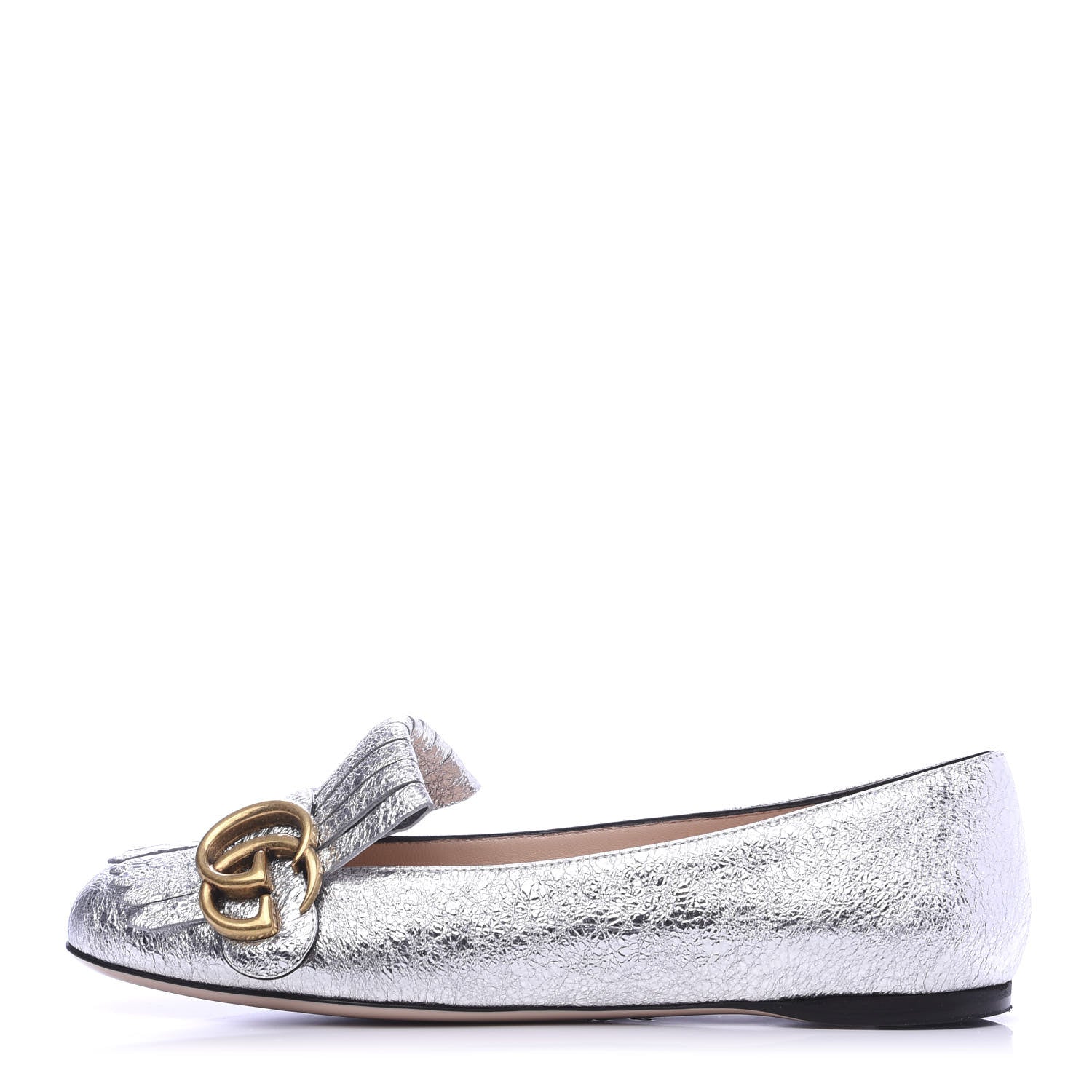Gucci Galassia GG Marmont Fringe Flats 35 Argento 1 of 9