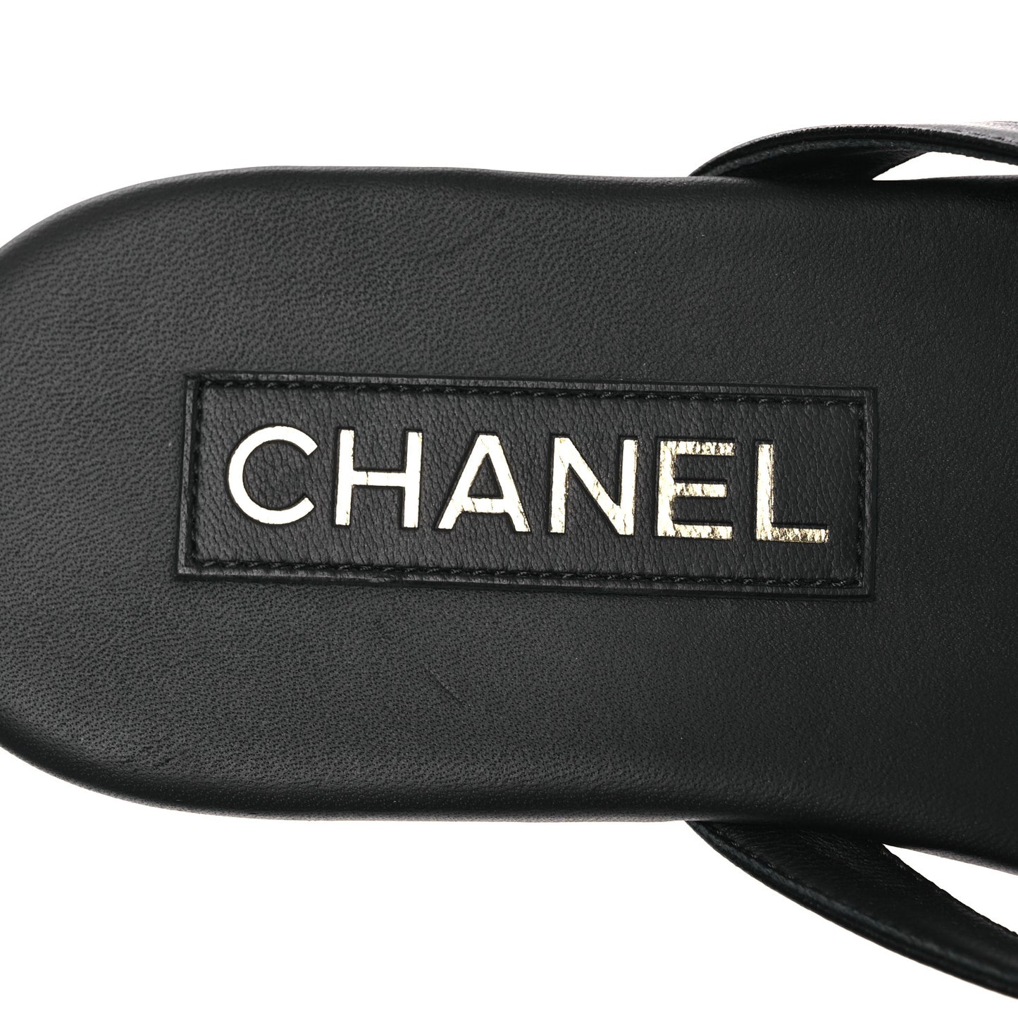 Shiny Lambskin Crystal CC Thong Sandals 38.5 Black