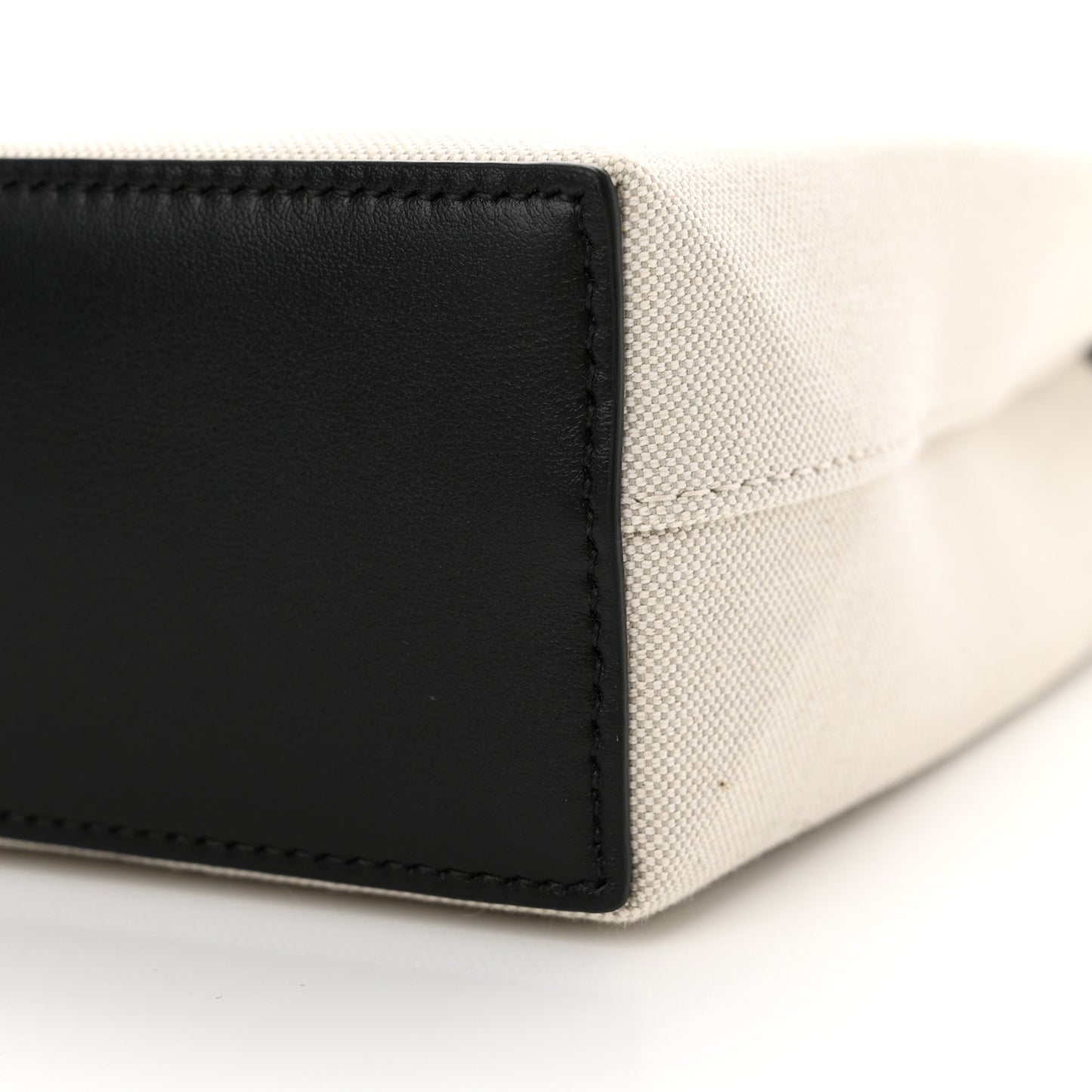 Canvas Calfskin Duty Free Phone Holder Bag Natural Black