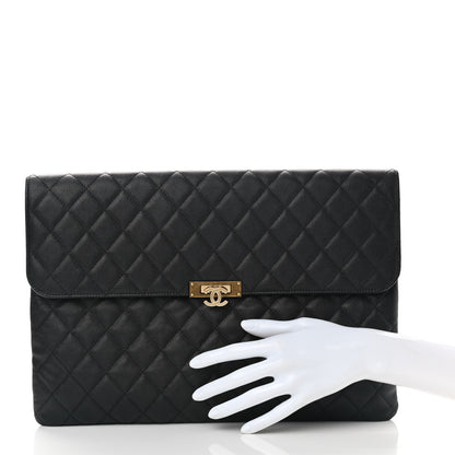 Chanel Caviar Quilted Large Golden Class Pouch Black 3 of 8