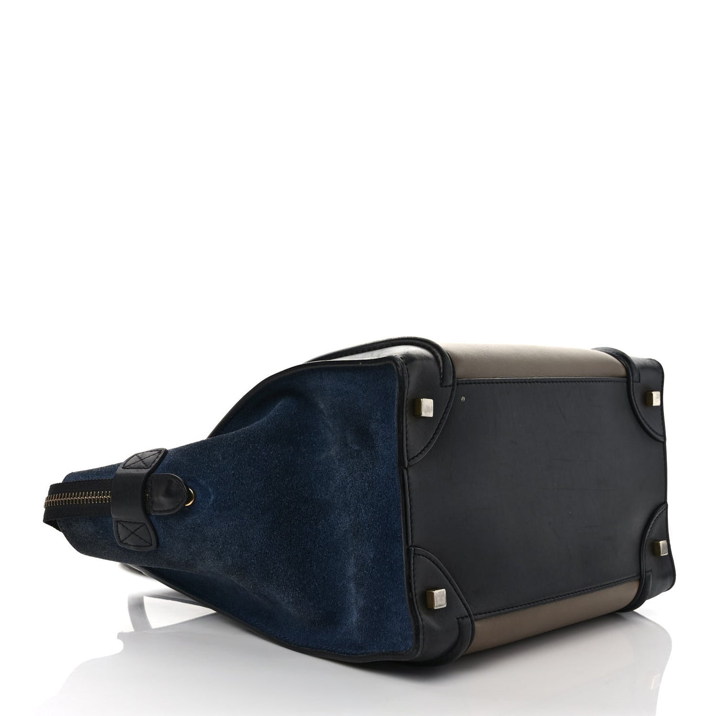 Smooth Calfskin Suede Mini Tri-Color Luggage Beige