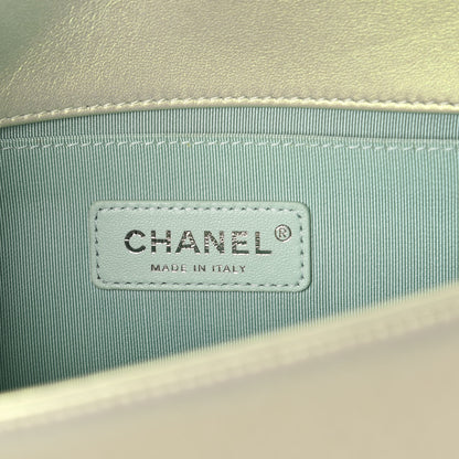 Chanel Iridescent Lambskin Chevron Quilted Medium Boy Flap Green 6 of 11