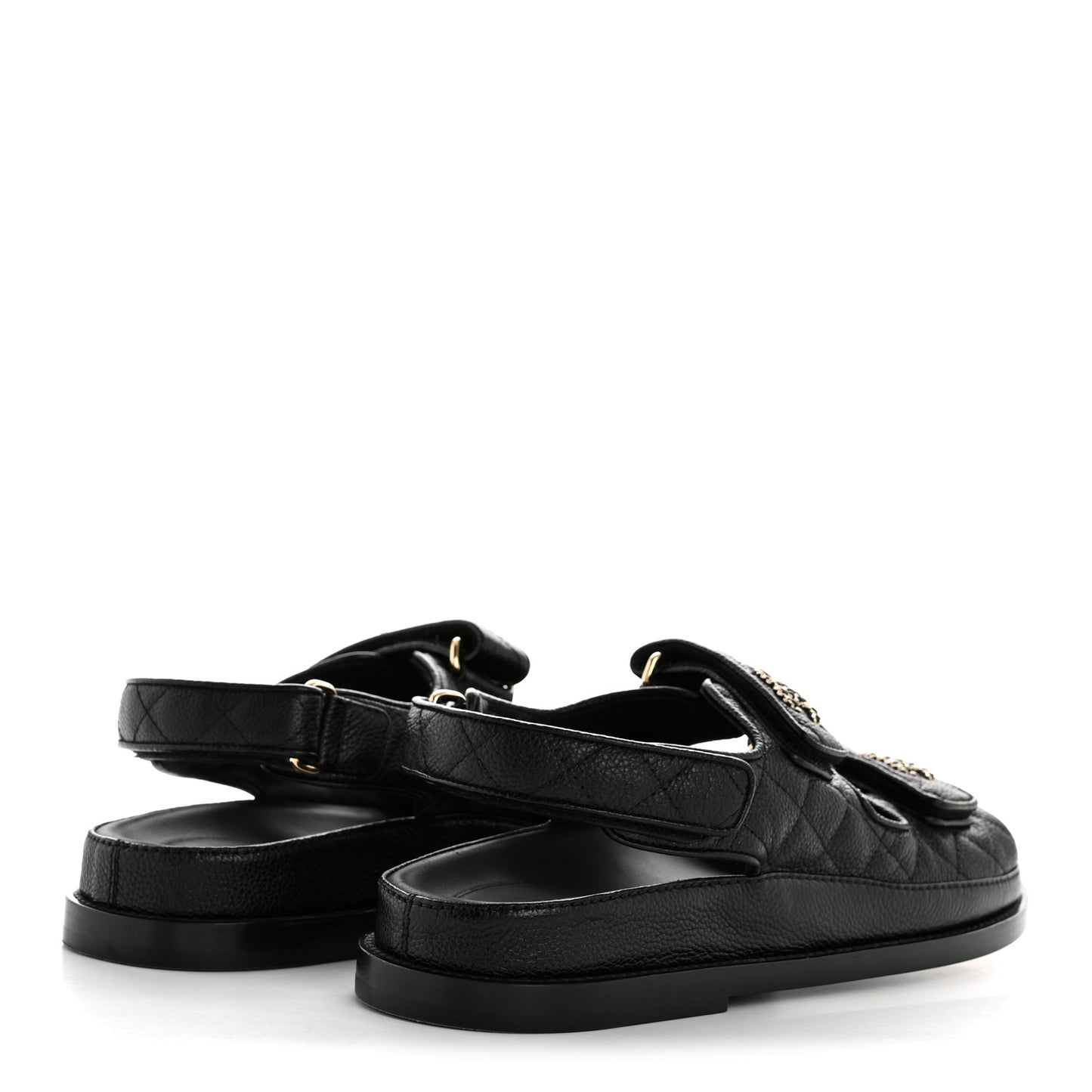 Grained Calfskin Velcro Dad Sandals 37.5 Black