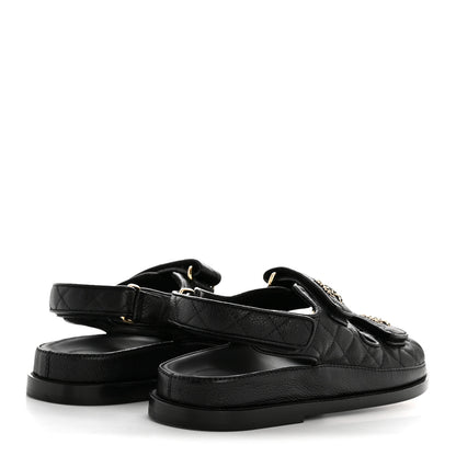 Chanel Grained Calfskin Velcro Dad Sandals 37.5 Black 5 of 10