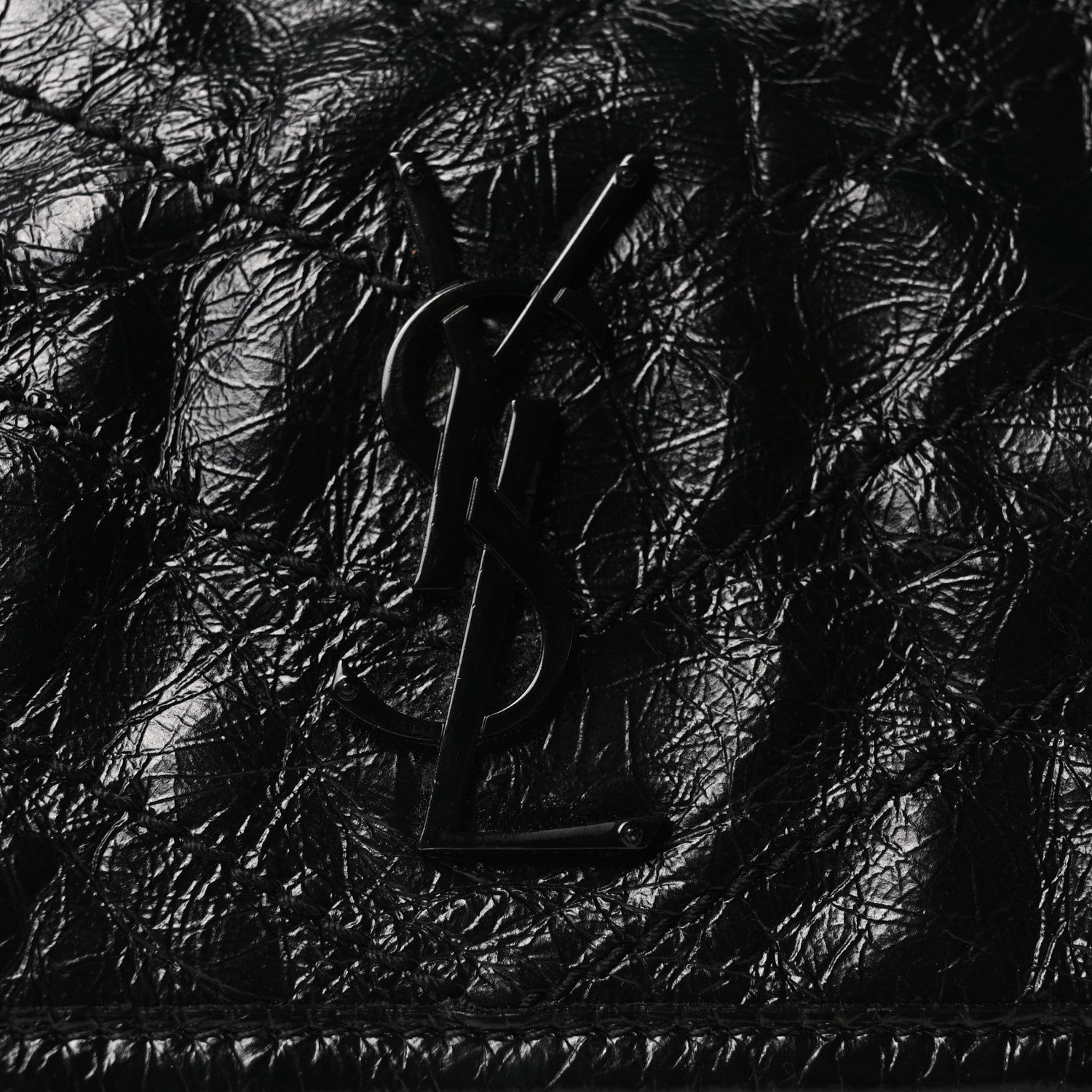 Saint Laurent Crinkled Calfskin Matelasse Monogram Baby Niki Chain Satchel Black 8 of 10