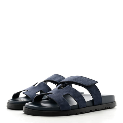 Hermes Suede Goatskin Womens Chypre Sandals 38 Bleu Celeste 3 of 9