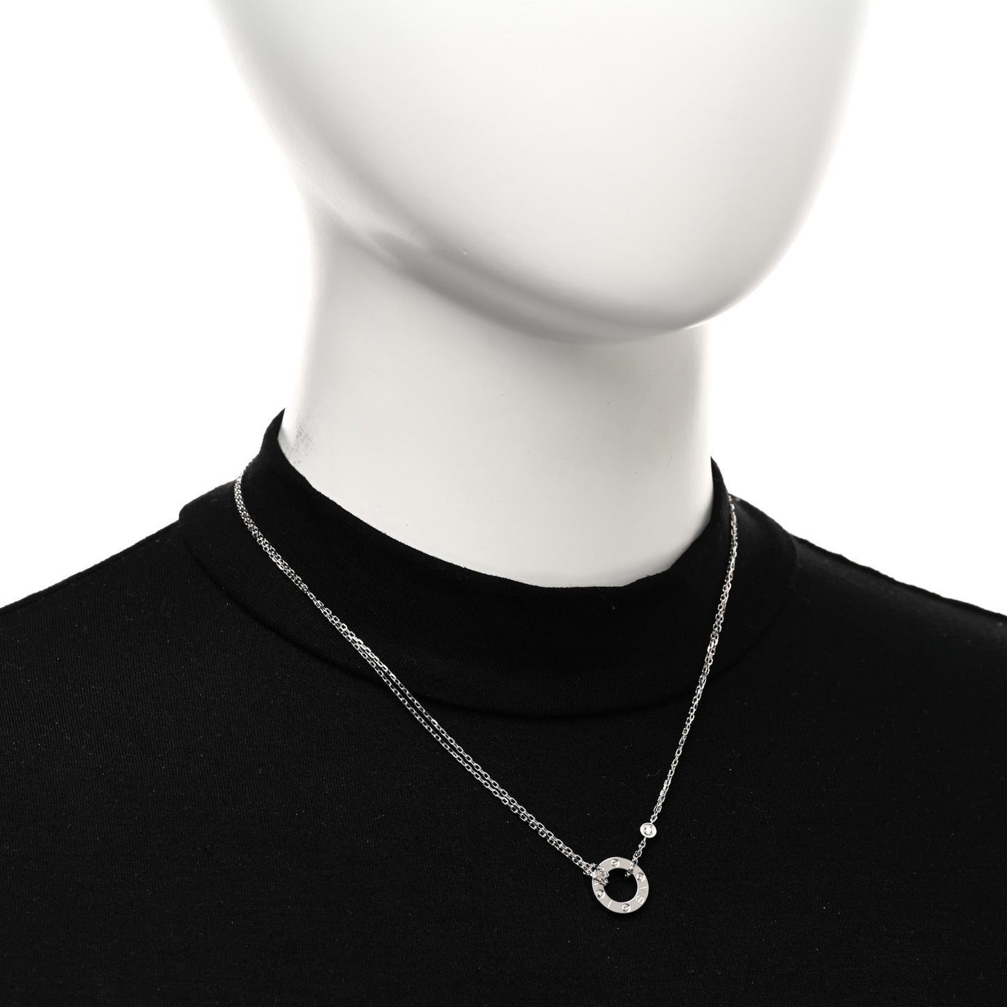 18K White Gold 2 Diamond LOVE Necklace