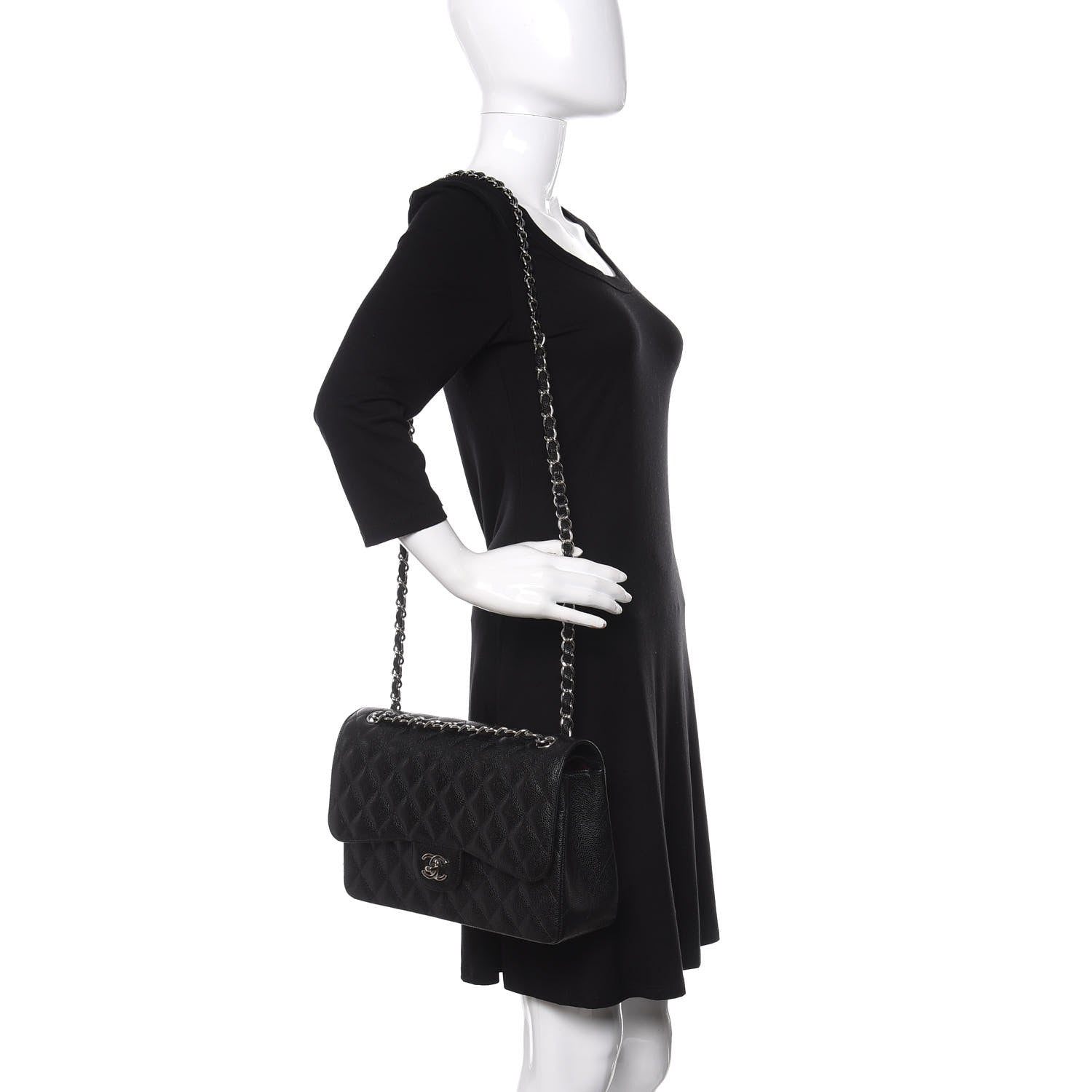 Chanel Caviar Quilted Jumbo Double Flap Black 3 of 12