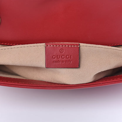 Gucci Calfskin Matelasse Mini GG Marmont Shoulder Bag Hibiscus Red 7 of 11