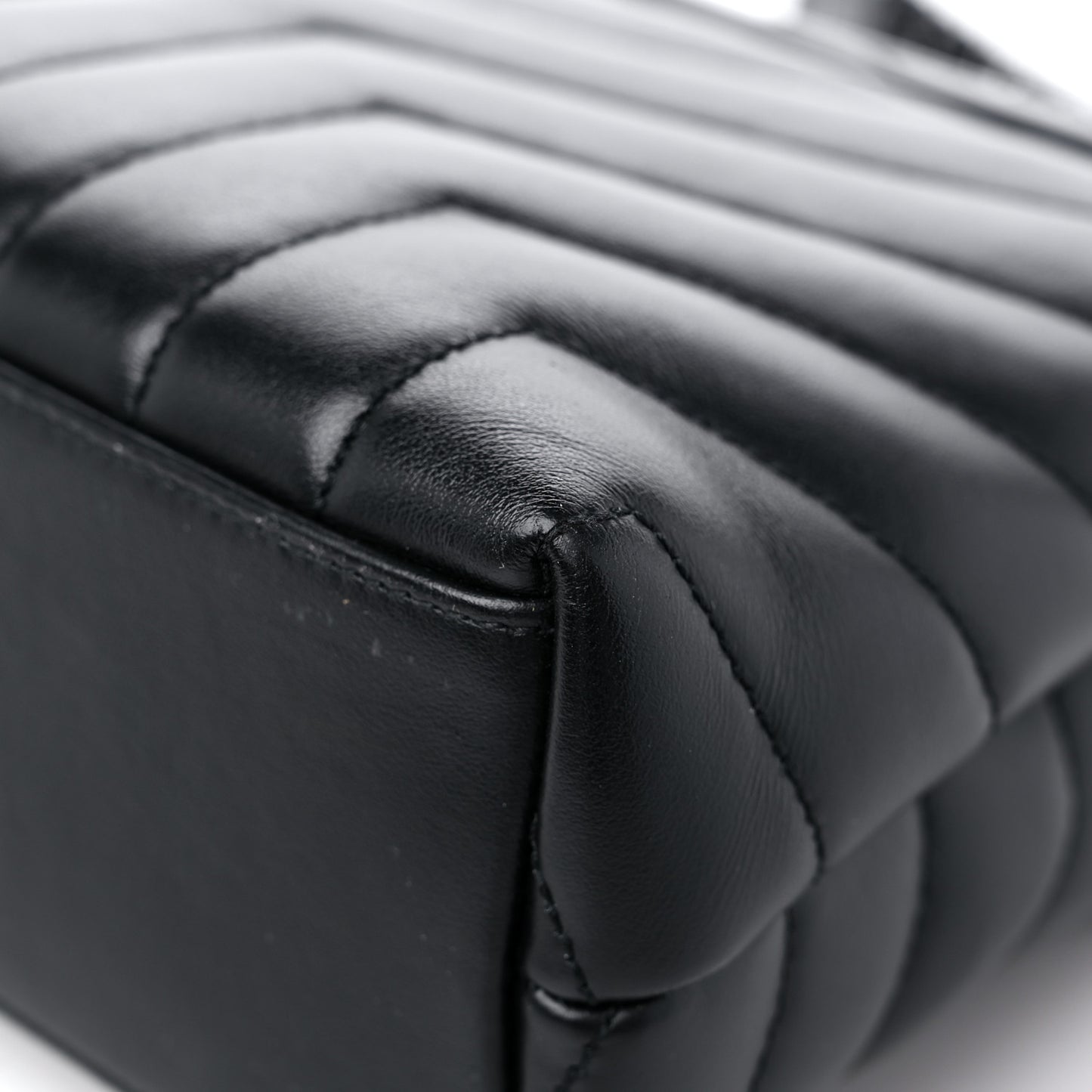 Calfskin Y Quilted Monogram Monochrome Small Loulou Chain Satchel Black